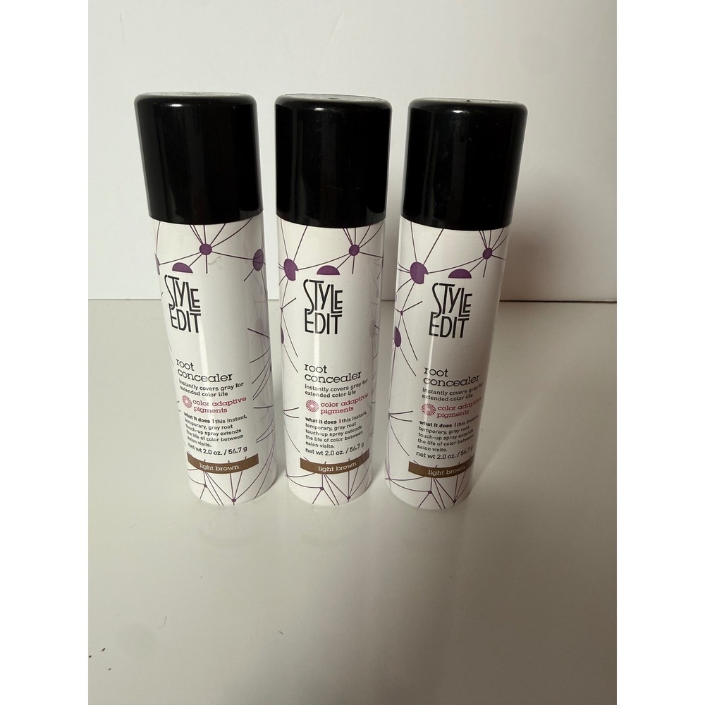 Style Edit Root Concealer NonPermanent Touch Up Spray Light Brown 2 oz Qty 3 NEW